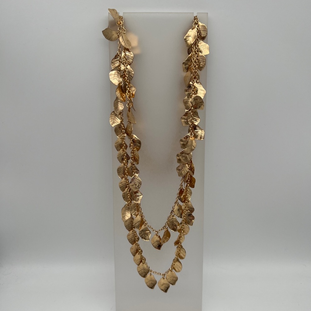 LAST CHANCE: Gold-Tone Twinkling Leaf Super Long Wrap Necklace - 59” - Picture 3 of 4